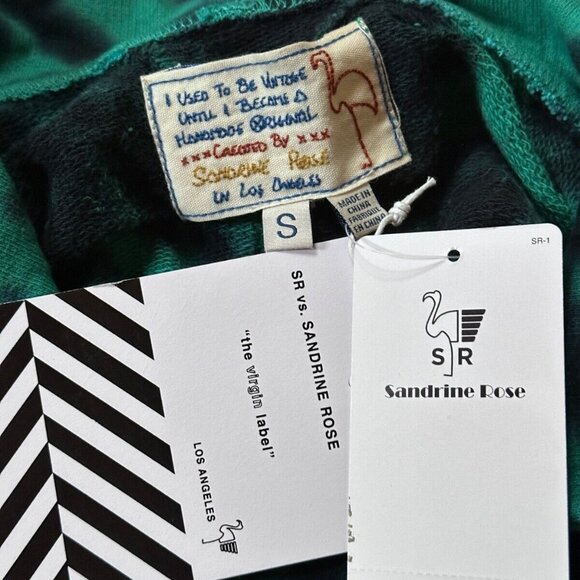 New Sandrine Rose Hoodie Small Womens Green Tie Dye Pullover Fleece Sweatshirt - Picture 6 of 8